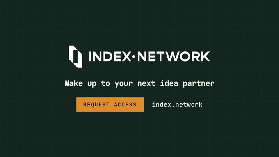 Index Network end card with its logo and request-access prompt.