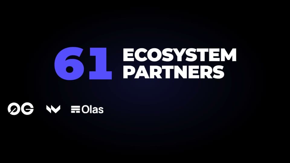 Aizel film frame highlighting 61 ecosystem partners on a dark background