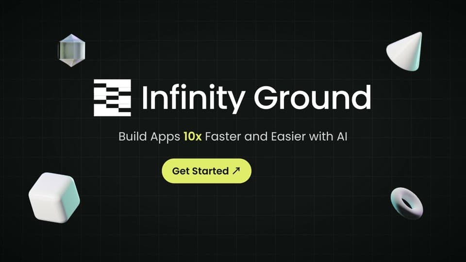 Infinity Ground branded closing frame with its app-building message.