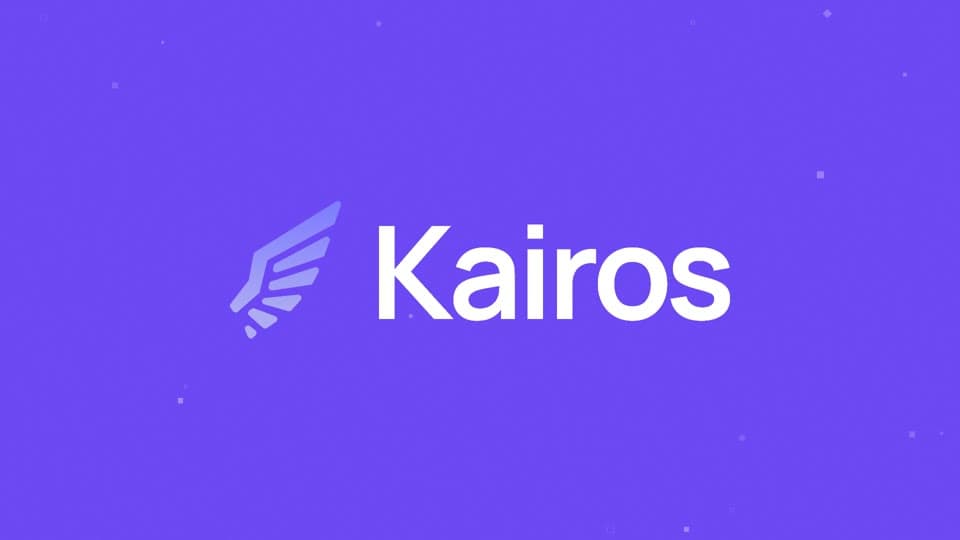 Kairos logo on the launch film's violet opening frame.