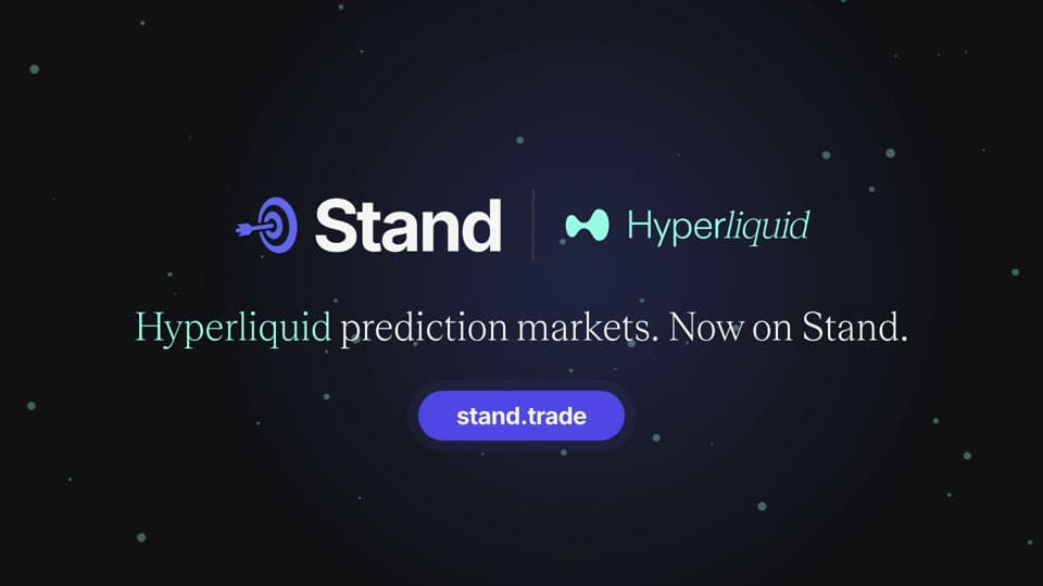 Stand and Hyperliquid logos above a closing message that prediction markets are now on Stand